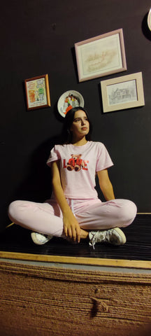 Women's Graphic Pink Cotton Set