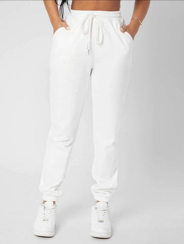 Teen White Cotton Sweatpant