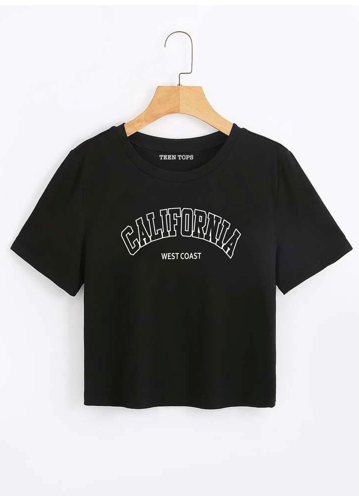 Teen Black Coton California Crop Top