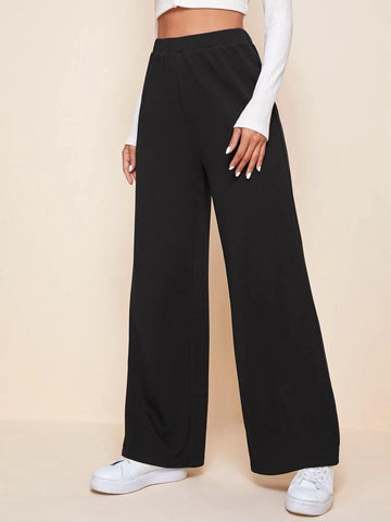 Teen Solid Black Cotton Sweatpant