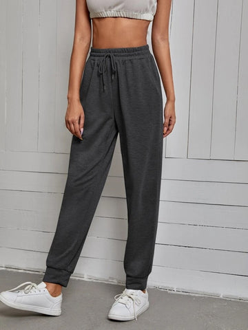 Teen Solid Dark Grey Cotton Sweatpant