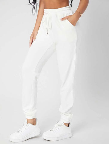 Teen White Cotton Sweatpant