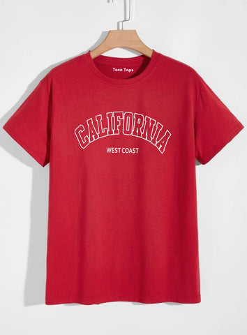 Teen Red Cotton California T-shirt