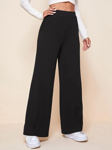 Teen Solid Black Cotton Sweatpant