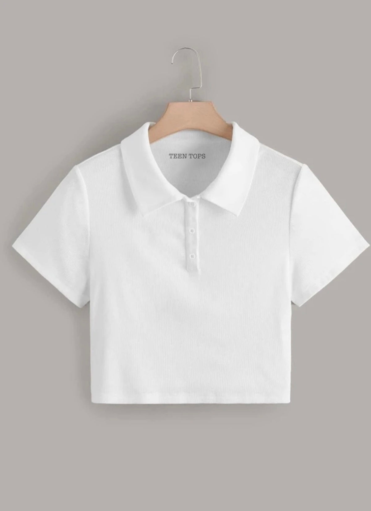 Teen White Cotton Crop Polo