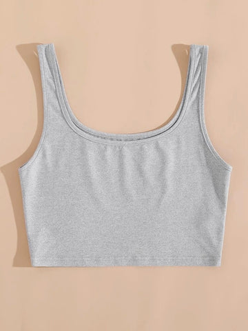 Teen Solid Grey Fitted Tank Top