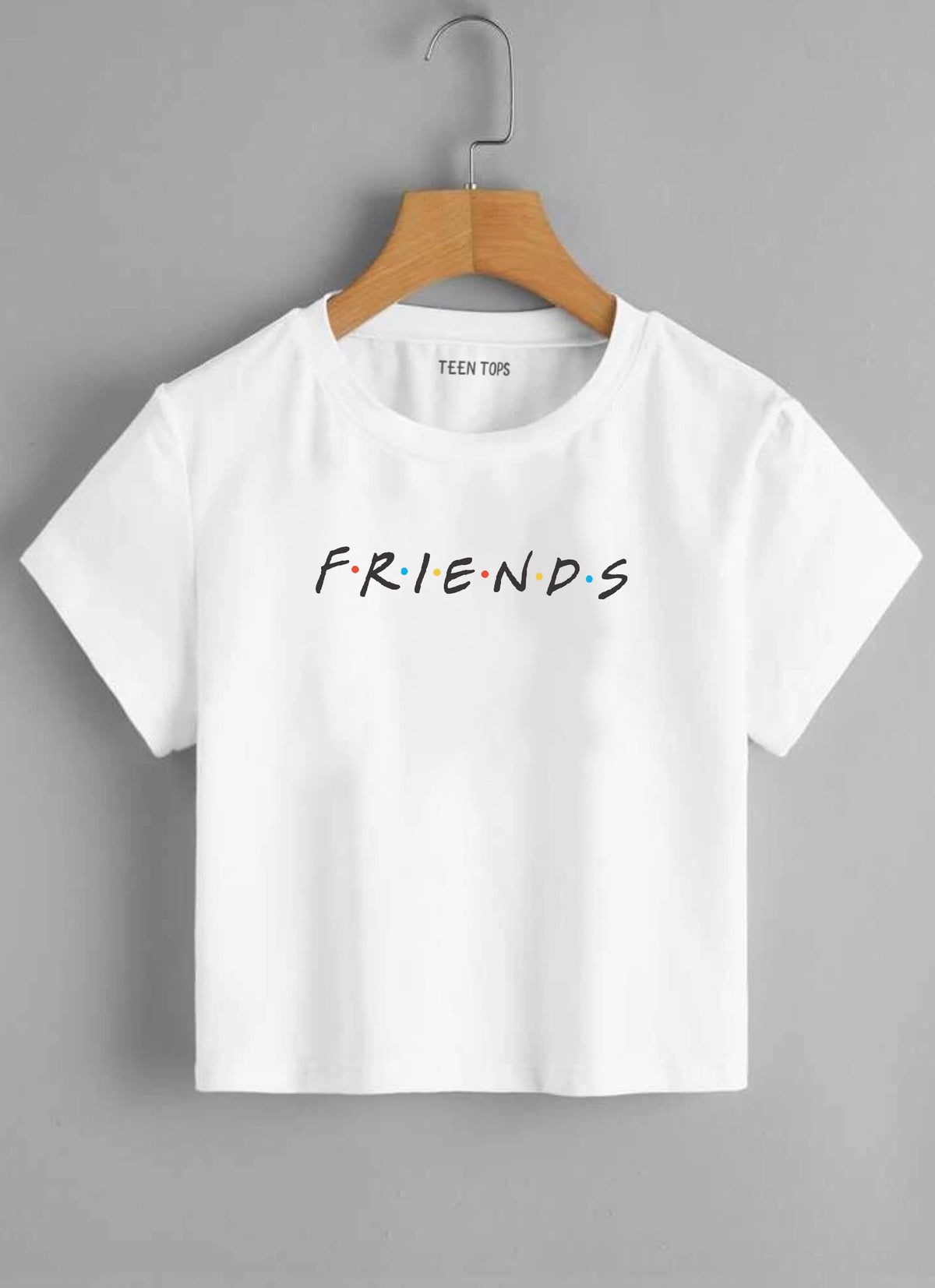 Teen White Cotton Friends Crop Top