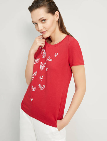 Woman’s Premium Red Zebra Hearts Cotton T-shirt