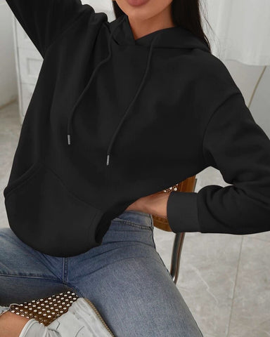 Teen Solid Black Hoodie