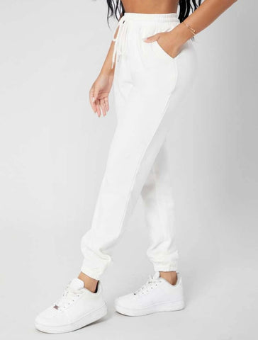 Teen White Cotton Sweatpant