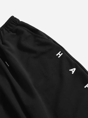 Teen Solid Black Graphic Sweatpant