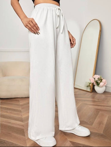 Teen Solid White Cotton Straight Leg Trouser