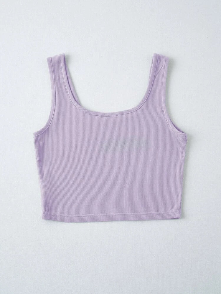 Teen Solid Lilac Rib Fitted Tank Top