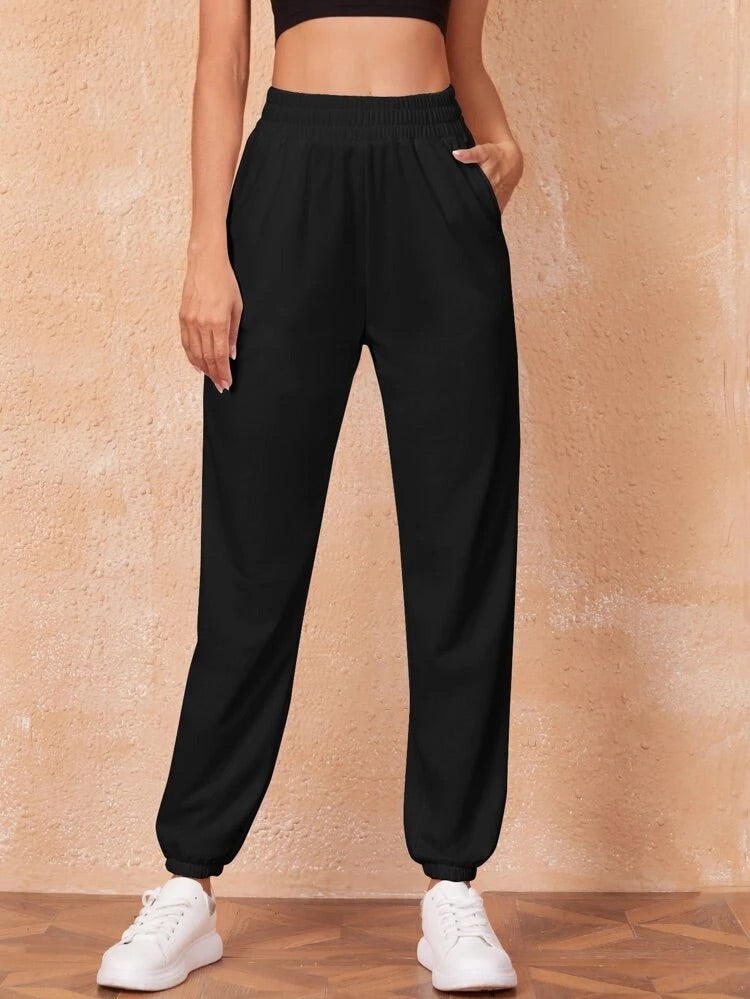 Teen Solid Black Elastic Bottom Sweatpant