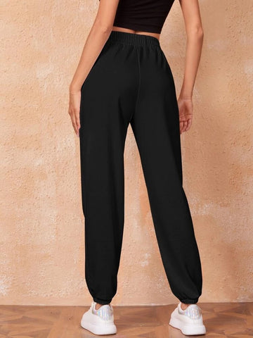 Teen Solid Black Elastic Bottom Sweatpant