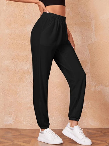 Teen Solid Black Elastic Bottom Sweatpant