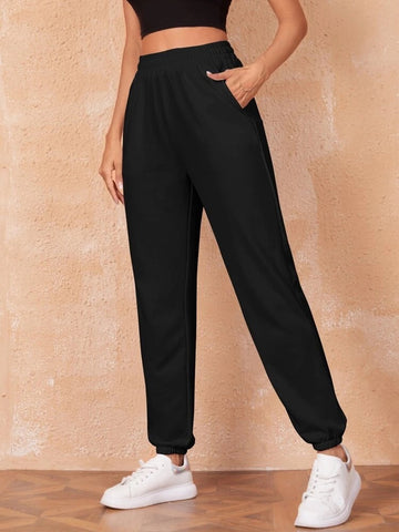 Teen Solid Black Elastic Bottom Sweatpant