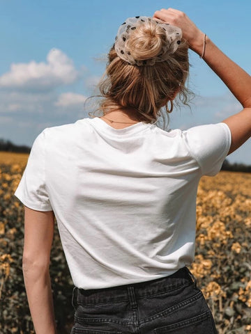 Teen Solid White Cotton Graphic Tee