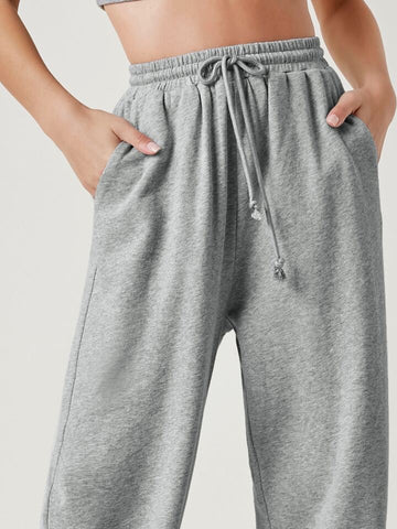 Teen solid H.Grey Wide Leg Drawstring Sweatpants